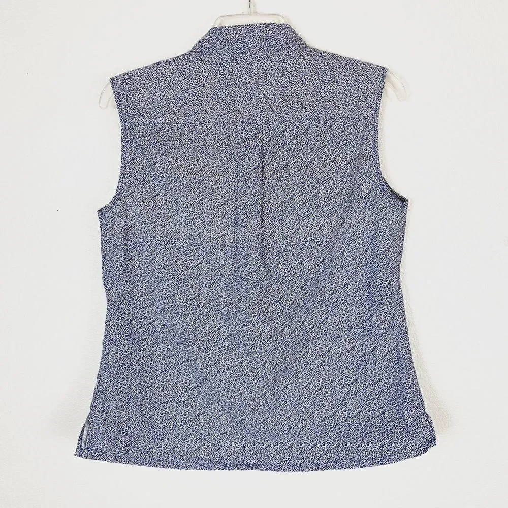 Nike Golf Blue & White Floral Sleeveless Button Up Shirt